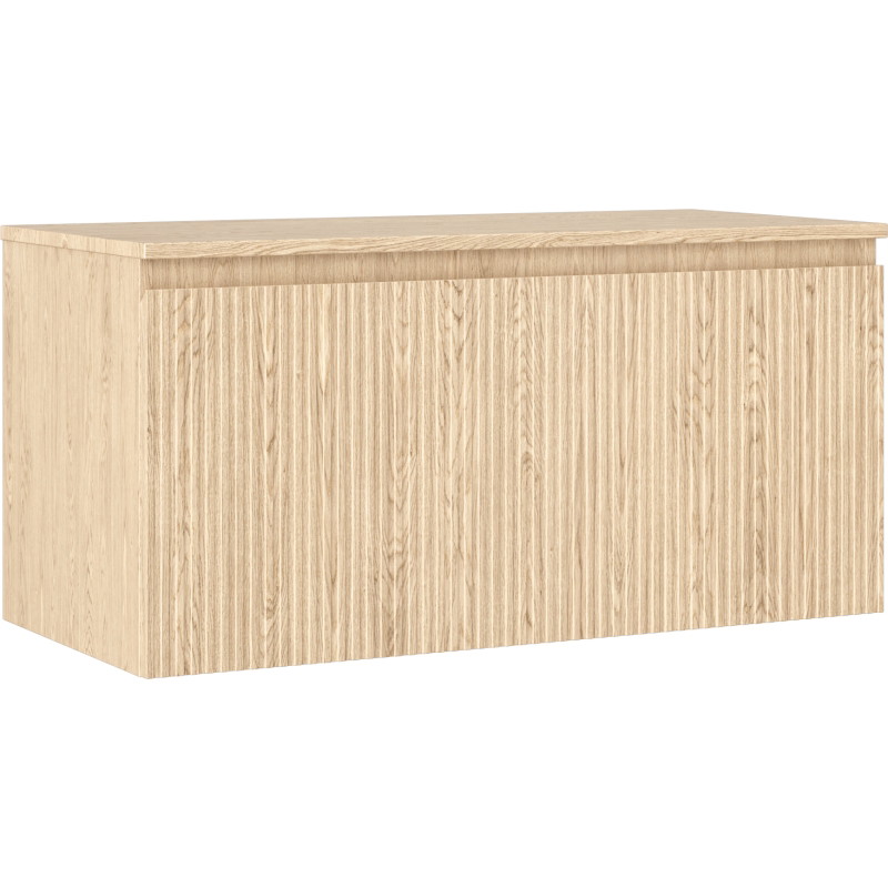 Mexen Rivel bathroom cabinet for under sink 100 cm with countertop, 1 drawer, fluted, oak - 91A20-10047-1-BFC81