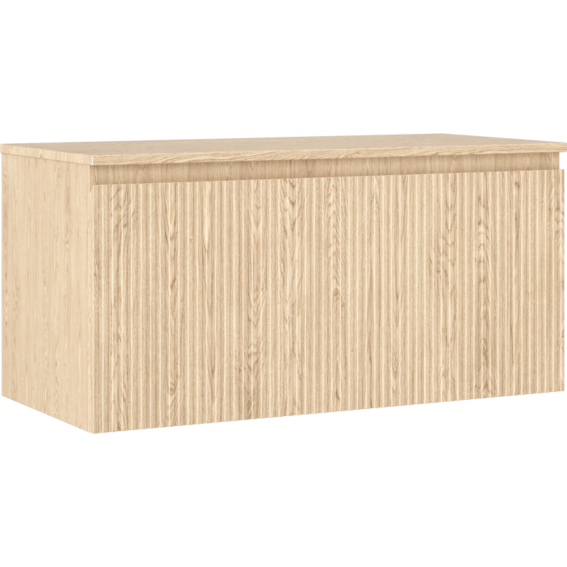Mexen Rivel bathroom cabinet under sink 100 cm with countertop, 1 drawer, grooved, oak - 91A20-10047-1-BFC81
