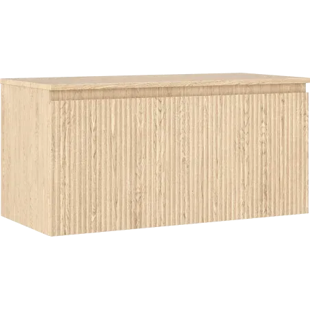 Mexen Rivel 100 cm under-sink bathroom cabinet with countertop, 1 drawer, grooved, oak - 91A20-10047-1-BFC81