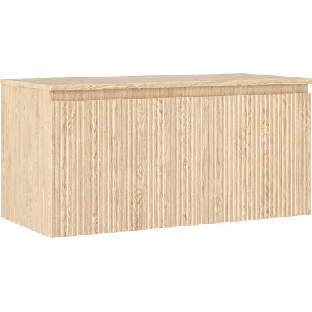 Mexen Rivel bathroom cabinet for under sink 100 cm with countertop, 1 drawer, fluted, oak - 91A20-10047-1-BFC81