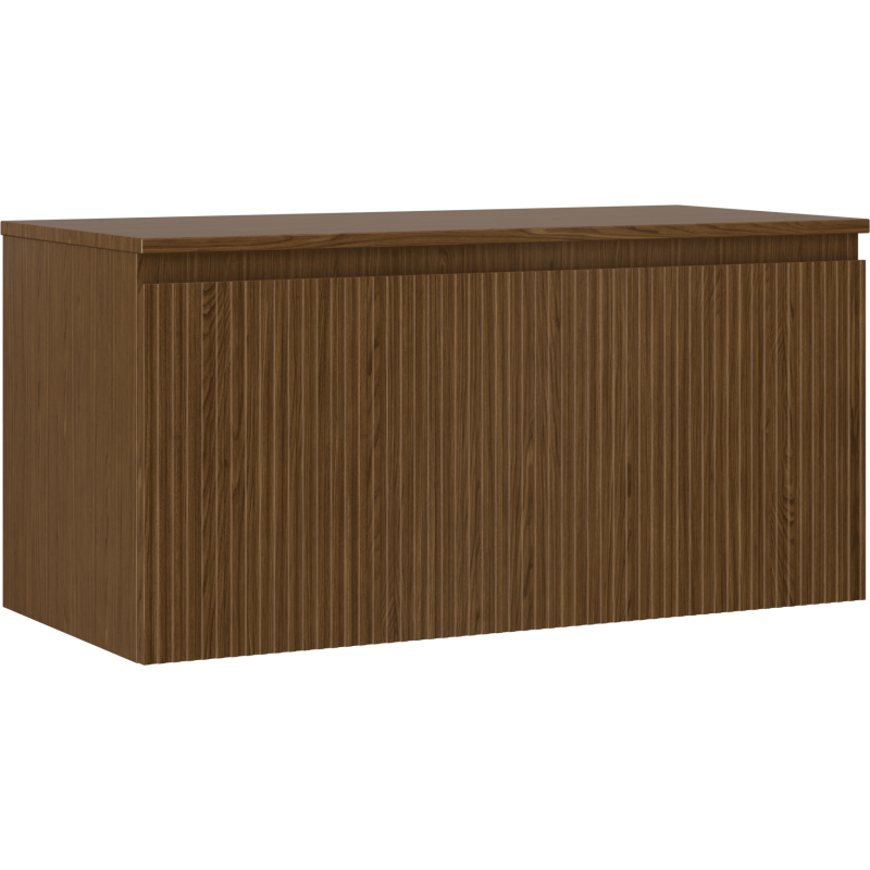 Mexen Rivel bathroom cabinet under the sink 100 cm with countertop, 1 drawer, grooved, walnut - 91A20-10047-1-BFC86