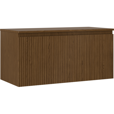 Mexen Rivel bathroom cabinet under sink 100 cm with countertop, 1 drawer, grooved, walnut - 91A20-10047-1-BFC86