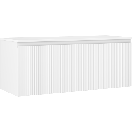 Mexen Rivel 120 cm Bathroom Cabinet with Countertop, 1 Drawer, Grooved, White Matte - 91A20-12047-1-BFC01