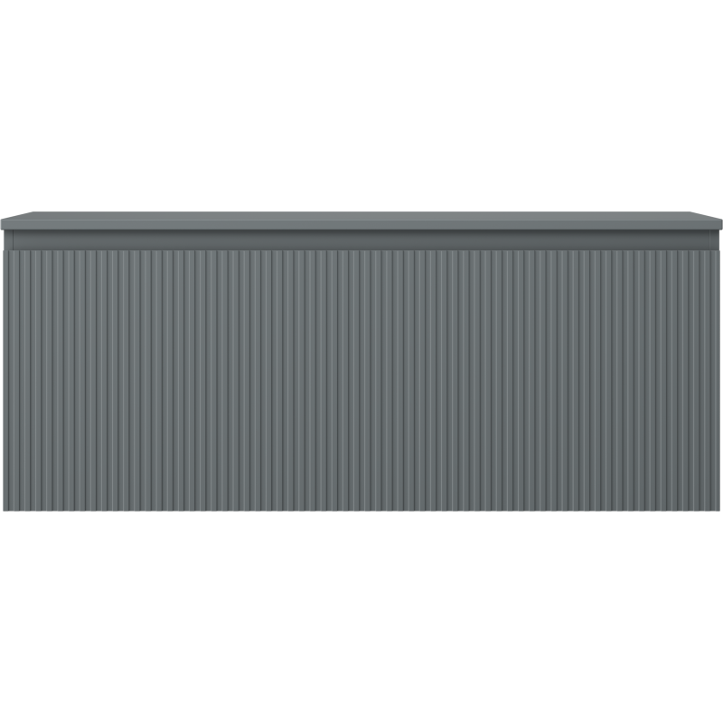 Mexen Rivel 120 cm Bathroom Cabinet with Countertop, 1 Drawer, Fluted, Matte Graphite - 91A20-12047-1-BFC66