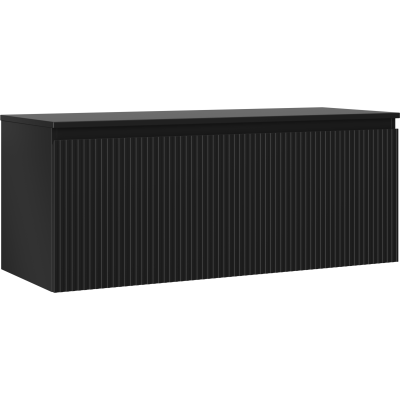 Mexen Rivel 120 cm Under-Sink Bathroom Cabinet with Countertop, 1 Drawer, Grooved, Matte Black - 91A20-12047-1-BFC71