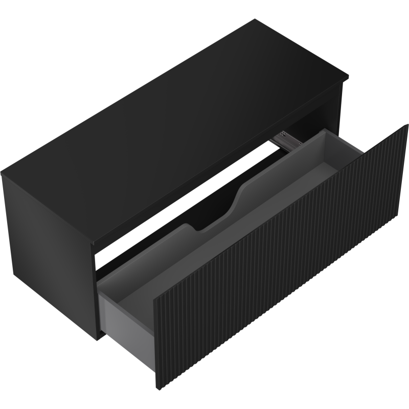 Mexen Rivel 120 cm Under-Sink Bathroom Cabinet with Countertop, 1 Drawer, Grooved, Matte Black - 91A20-12047-1-BFC71