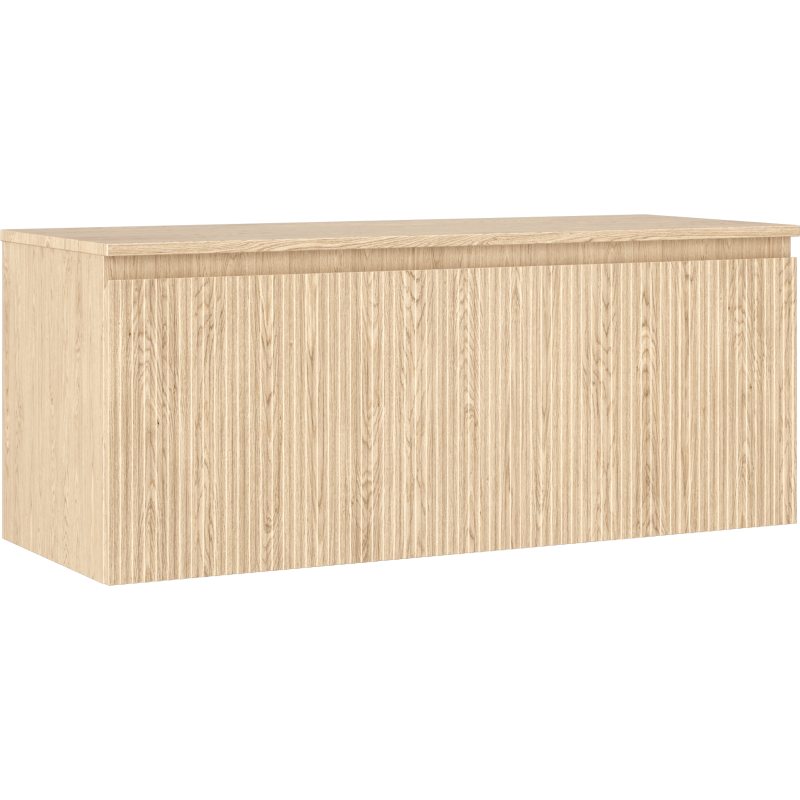 Mexen Rivel 120 cm Bathroom Cabinet with Countertop, 1 Drawer, Grooved, Oak - 91A20-12047-1-BFC81