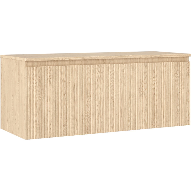 Mexen Rivel 120 cm under-sink bathroom cabinet with countertop, 1 drawer, grooved, oak - 91A20-12047-1-BFC81