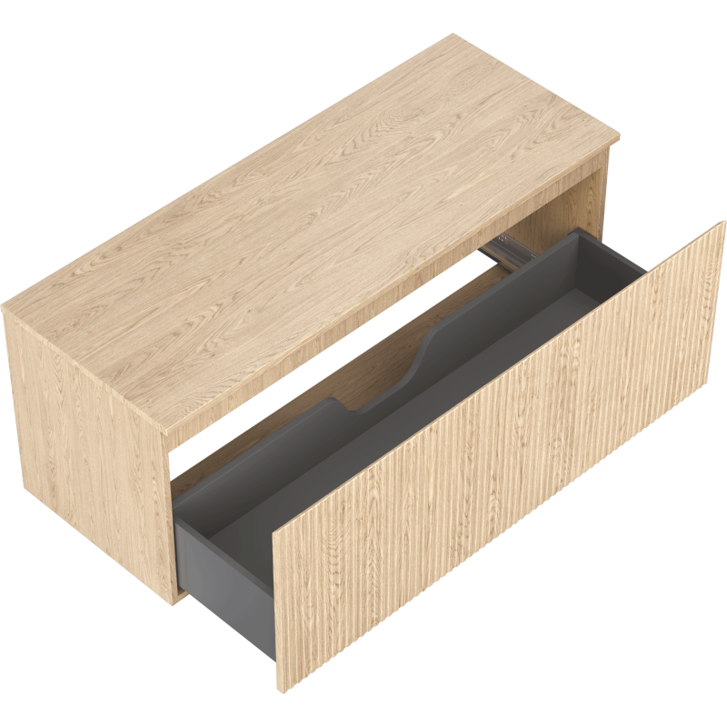 Mexen Rivel 120 cm Bathroom Cabinet with Countertop, 1 Drawer, Grooved, Oak - 91A20-12047-1-BFC81