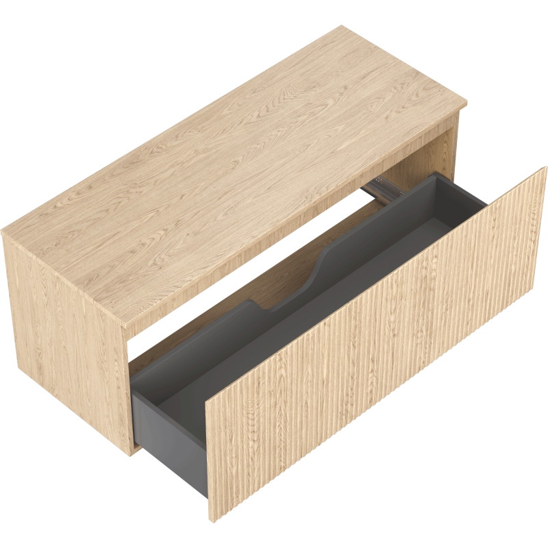 Mexen Rivel 120 cm under-sink bathroom cabinet with countertop, 1 drawer, grooved, oak - 91A20-12047-1-BFC81