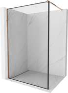 Mexen Kioto shower screen 140 x 200 cm, Transparent/Black pattern 8 mm, Rose gold - 800-140-101-60-70