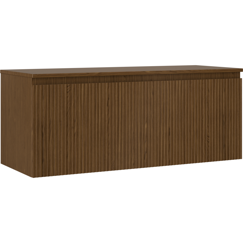 Mexen Rivel 120 cm bathroom cabinet with countertop, 1 drawer, fluted, walnut - 91A20-12047-1-BFC86