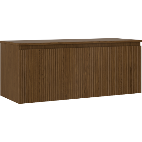 Mexen Rivel bathroom cabinet under the sink 120 cm with countertop, 1 drawer, fluted, walnut - 91A20-12047-1-BFC86