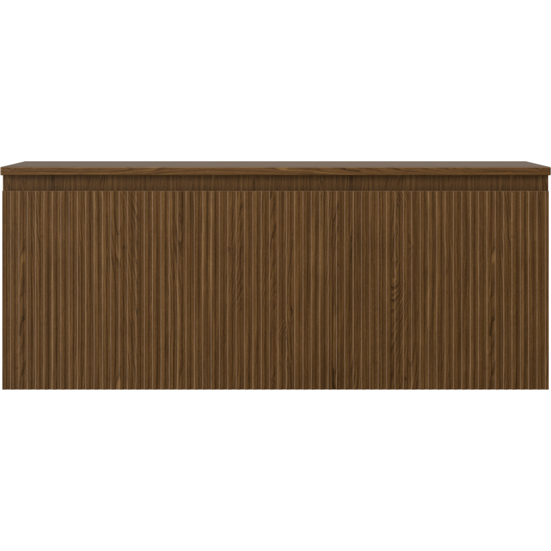 Mexen Rivel 120 cm bathroom cabinet with countertop, 1 drawer, fluted, walnut - 91A20-12047-1-BFC86