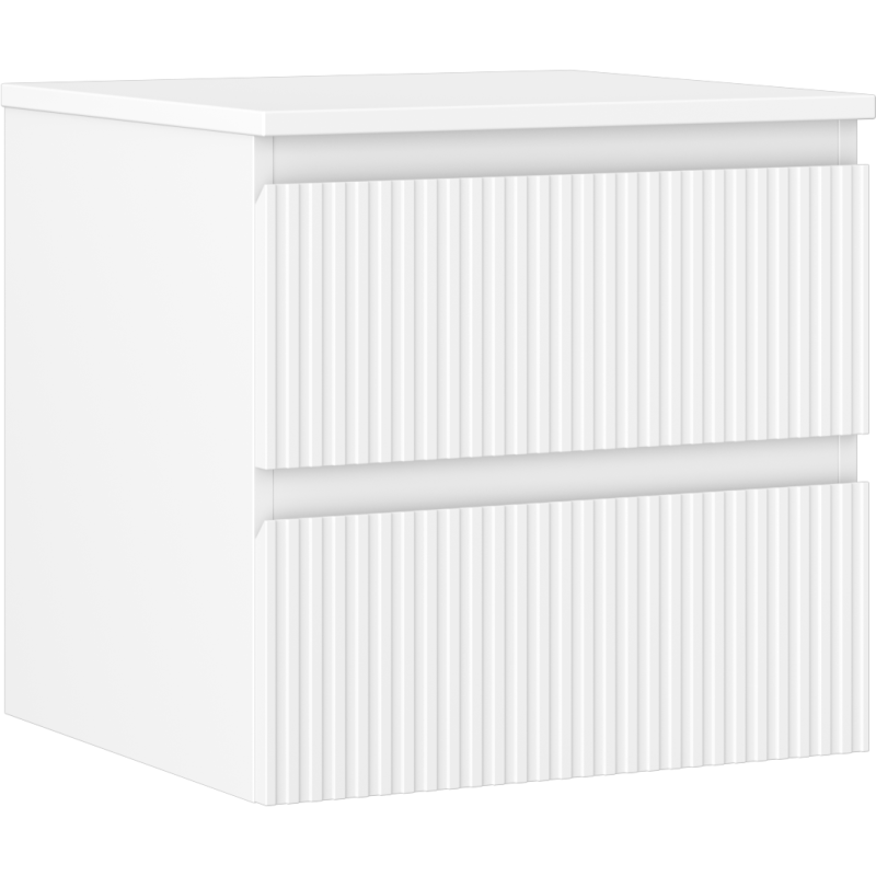 Mexen Rivel 50 cm Bathroom Cabinet with Countertop, 2 Drawers, Fluted, Matte White - 91A20-05047-2-BFFC01