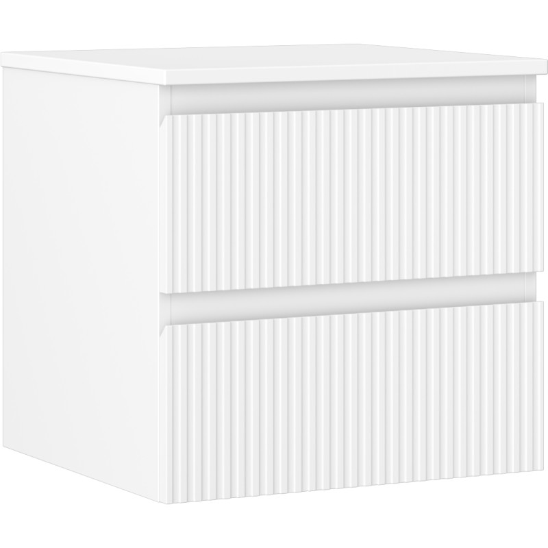 Mexen Rivel bathroom vanity cabinet 50 cm with countertop, 2 drawers, grooved, matte white - 91A20-05047-2-BFFC01