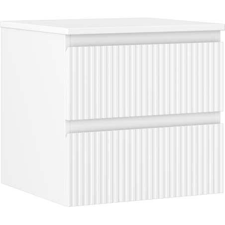 Mexen Rivel 50 cm Bathroom Cabinet with Countertop, 2 Drawers, Fluted, Matte White - 91A20-05047-2-BFFC01