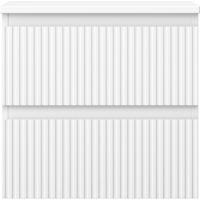 Mexen Rivel 50 cm bathroom cabinet with countertop, 2 drawers, fluted, matte white - 91A20-05047-2-BFFC01