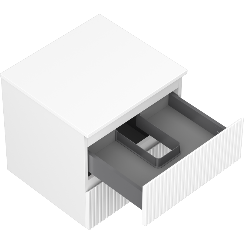 Mexen Rivel 50 cm bathroom cabinet with countertop, 2 drawers, fluted, matte white - 91A20-05047-2-BFFC01