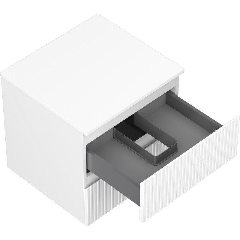 Mexen Rivel bathroom vanity cabinet 50 cm with countertop, 2 drawers, grooved, matte white - 91A20-05047-2-BFFC01