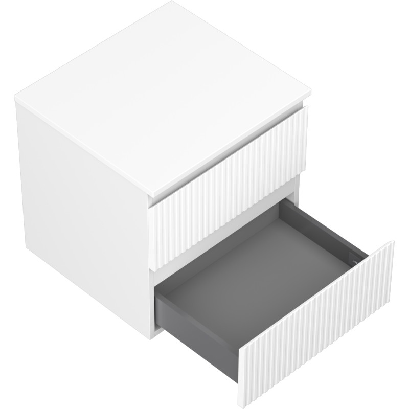 Mexen Rivel bathroom vanity cabinet 50 cm with countertop, 2 drawers, grooved, matte white - 91A20-05047-2-BFFC01