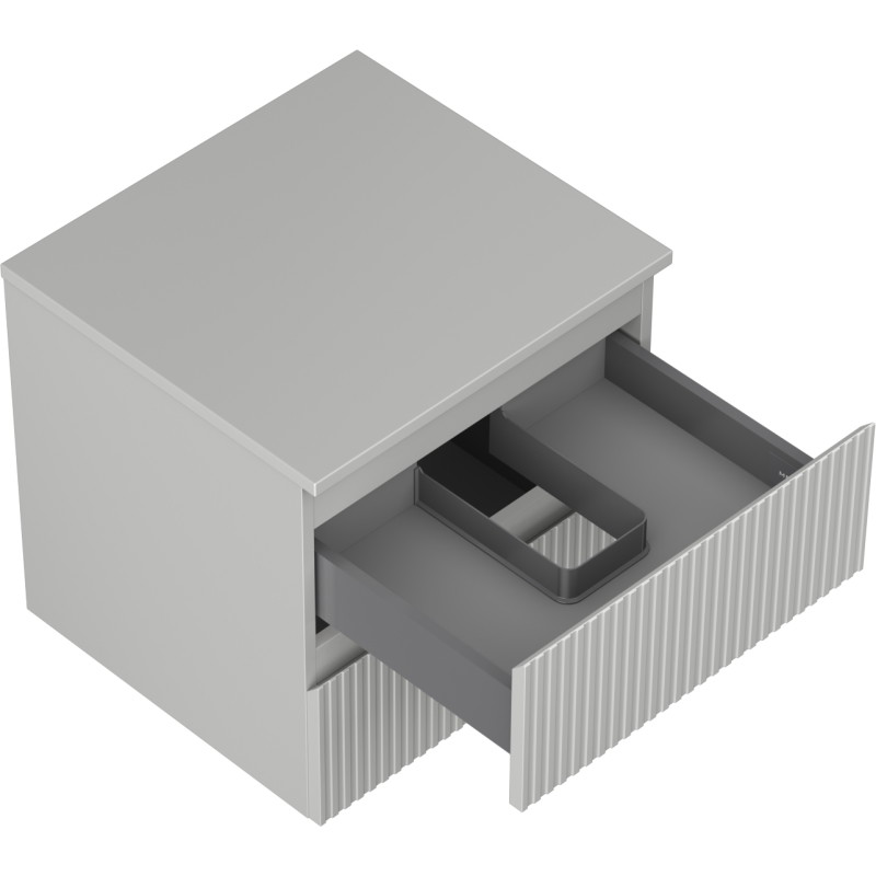 Mexen Rivel 50 cm Undersink Bathroom Cabinet with Countertop, 2 Drawers, Fluted, Matte Gray - 91A20-05047-2-BFFC62