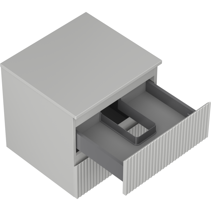 Mexen Rivel bathroom cabinet under sink 50 cm with countertop, 2 drawers, grooved, matte grey - 91A20-05047-2-BFFC62