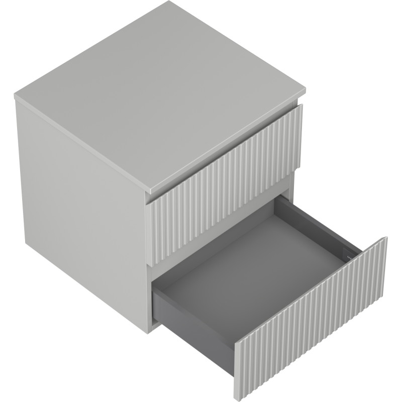 Mexen Rivel 50 cm Undersink Bathroom Cabinet with Countertop, 2 Drawers, Fluted, Matte Gray - 91A20-05047-2-BFFC62