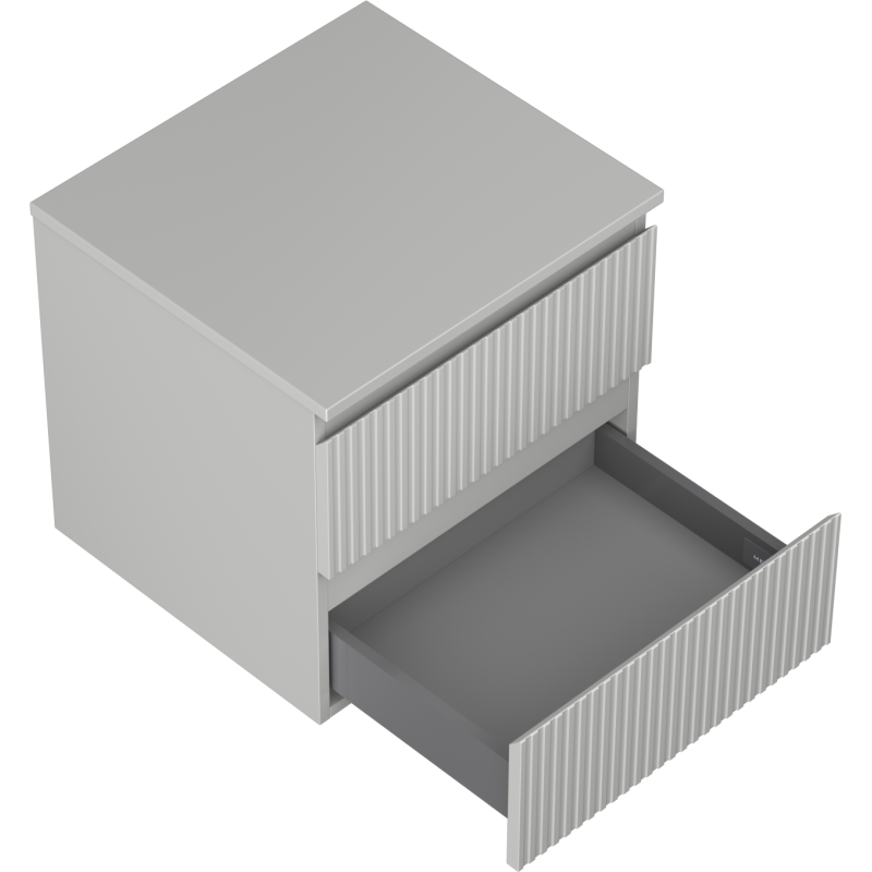 Mexen Rivel bathroom cabinet under sink 50 cm with countertop, 2 drawers, grooved, matte grey - 91A20-05047-2-BFFC62
