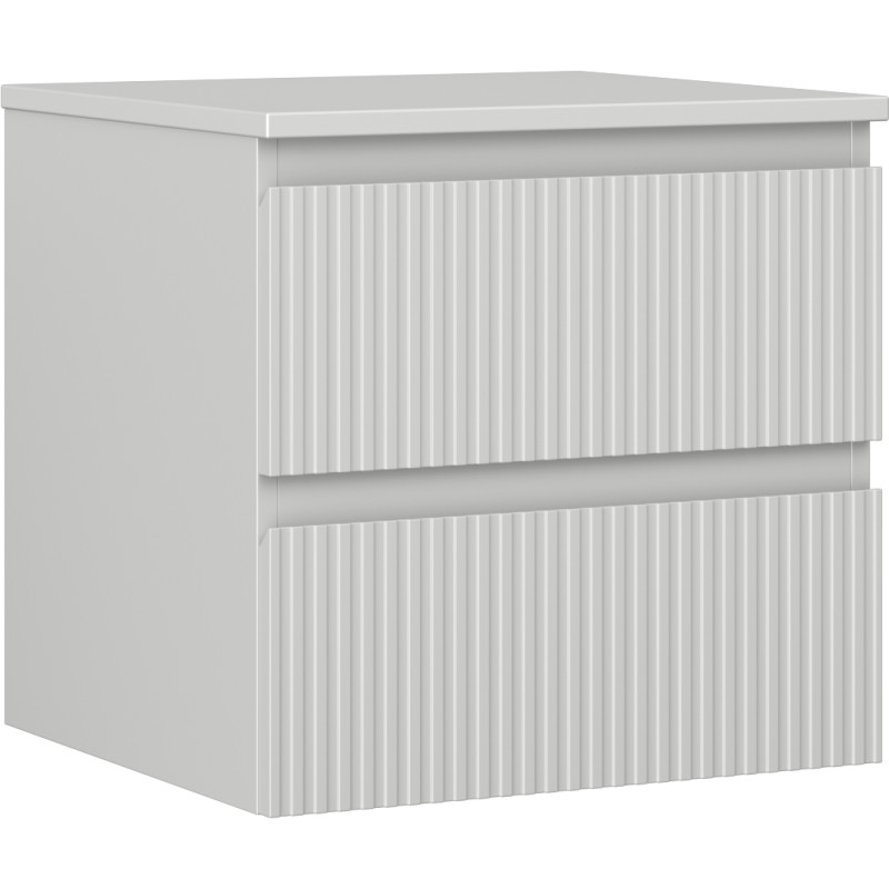 Mexen Rivel 50 cm Undersink Bathroom Cabinet with Countertop, 2 Drawers, Fluted, Matte Gray - 91A20-05047-2-BFFC62
