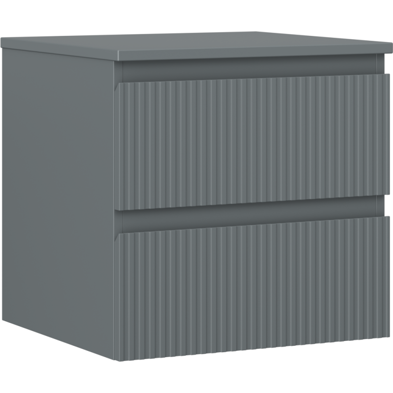 Mexen Rivel 50 cm Cabinet for Washbasin with Countertop, 2 Drawers, Ribbed, Matte Graphite - 91A20-05047-2-BFFC66