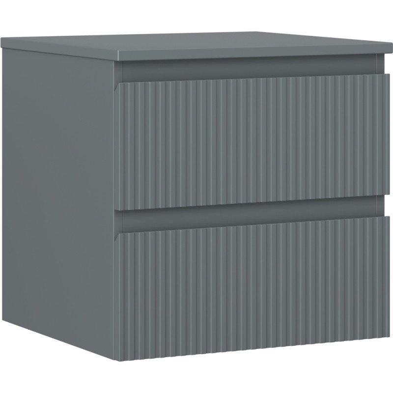 Mexen Rivel bathroom cabinet for washbasin 50 cm with countertop, 2 drawers, grooved, matte graphite - 91A20-05047-2-BFFC66