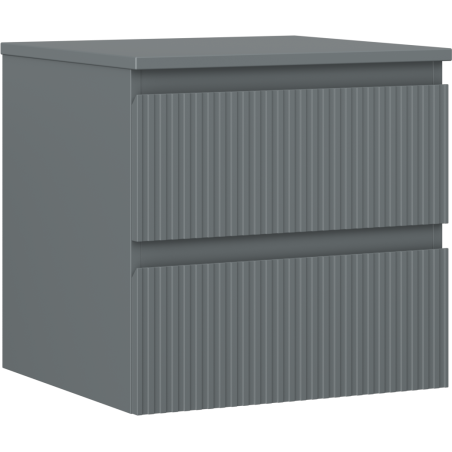 Mexen Rivel 50 cm Bathroom Vanity Cabinet with Countertop, 2 Drawers, Fluted, Matte Graphite - 91A20-05047-2-BFFC66