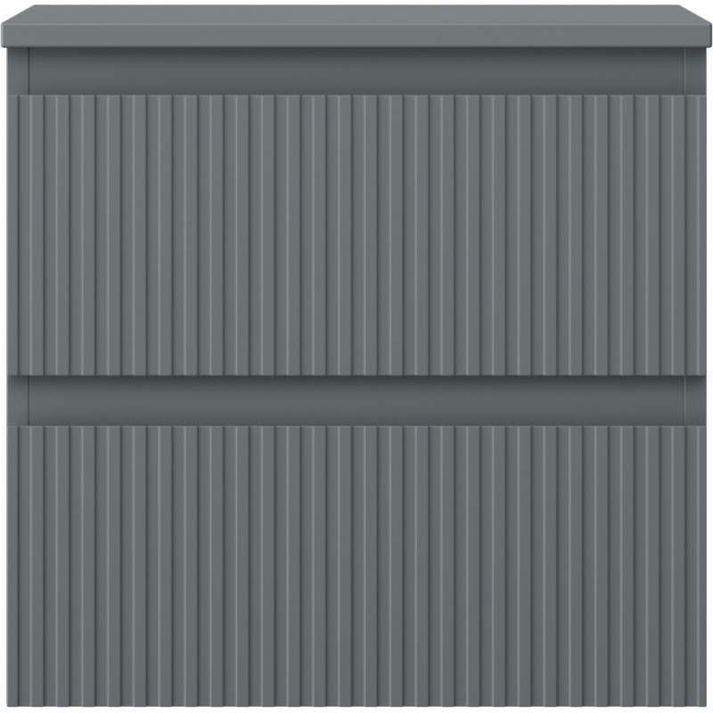 Mexen Rivel bathroom cabinet for washbasin 50 cm with countertop, 2 drawers, grooved, matte graphite - 91A20-05047-2-BFFC66