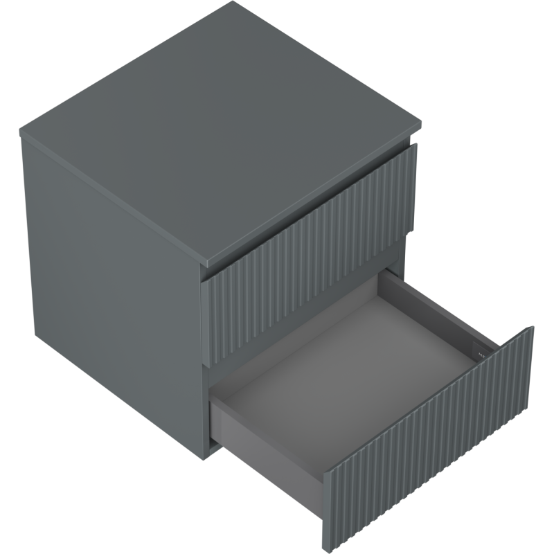 Mexen Rivel 50 cm Cabinet for Washbasin with Countertop, 2 Drawers, Ribbed, Matte Graphite - 91A20-05047-2-BFFC66