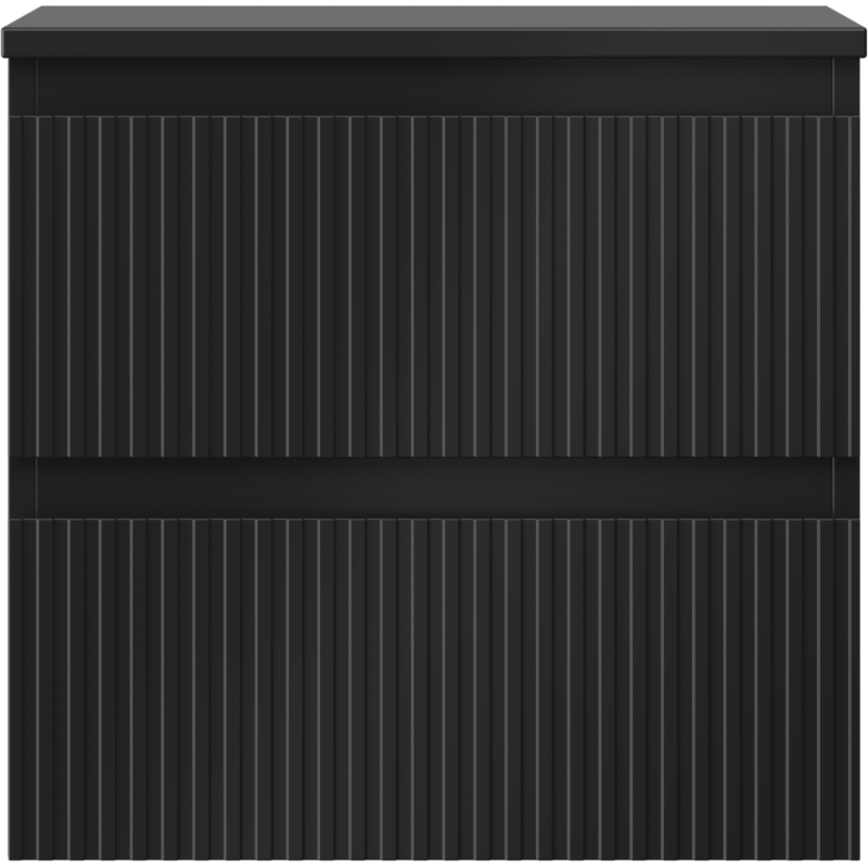 Mexen Rivel bathroom cabinet 50 cm with countertop, 2 drawers, grooved, black matte - 91A20-05047-2-BFFC71