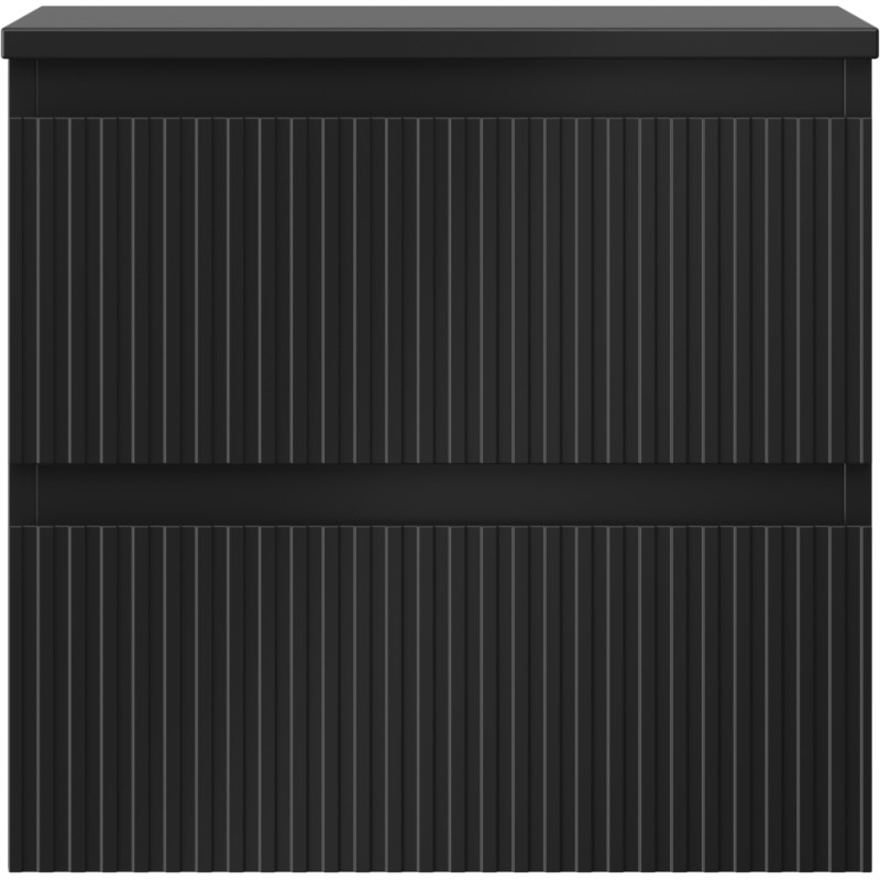 Mexen Rivel bathroom vanity cabinet 50 cm with countertop, 2 drawers, grooved, matte black - 91A20-05047-2-BFFC71