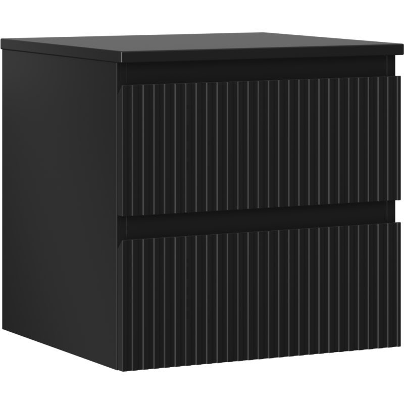 Mexen Rivel bathroom cabinet 50 cm with countertop, 2 drawers, grooved, black matte - 91A20-05047-2-BFFC71