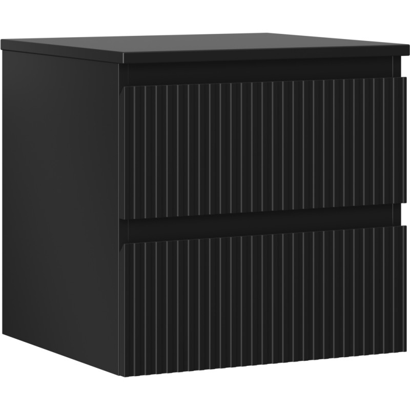 Mexen Rivel bathroom vanity cabinet 50 cm with countertop, 2 drawers, grooved, matte black - 91A20-05047-2-BFFC71