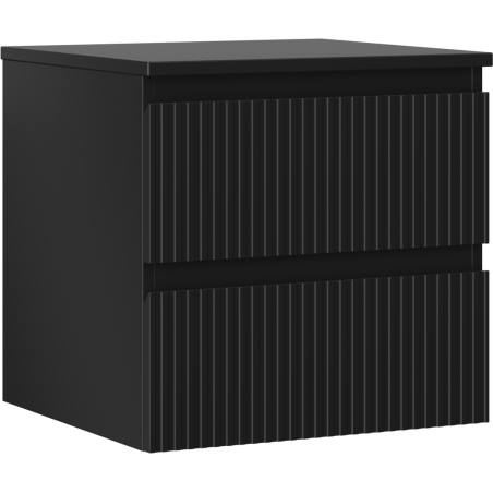 Mexen Rivel bathroom cabinet 50 cm with countertop, 2 drawers, grooved, black matte - 91A20-05047-2-BFFC71