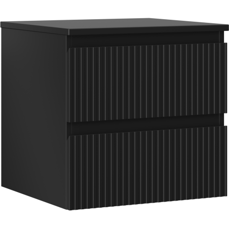 Mexen Rivel bathroom cabinet under washbasin 50 cm with countertop, 2 drawers, grooved, black matte - 91A20-05047-2-BFFC71