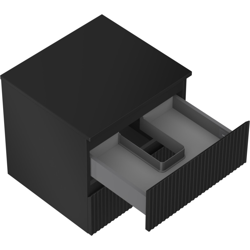 Mexen Rivel bathroom vanity cabinet 50 cm with countertop, 2 drawers, grooved, matte black - 91A20-05047-2-BFFC71