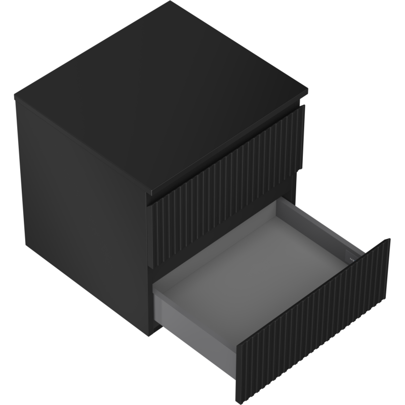 Mexen Rivel bathroom cabinet 50 cm with countertop, 2 drawers, grooved, black matte - 91A20-05047-2-BFFC71