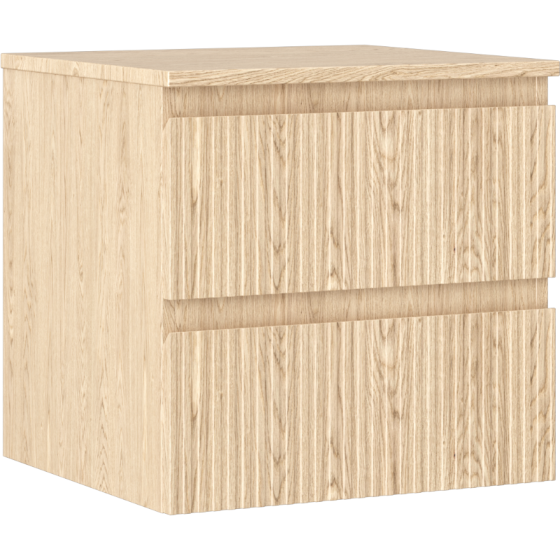 Mexen Rivel bathroom cabinet under-sink 50 cm with countertop, 2 drawers, fluted, oak - 91A20-05047-2-BFFC81