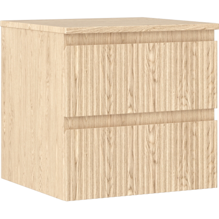 Mexen Rivel bathroom cabinet under-sink 50 cm with countertop, 2 drawers, fluted, oak - 91A20-05047-2-BFFC81