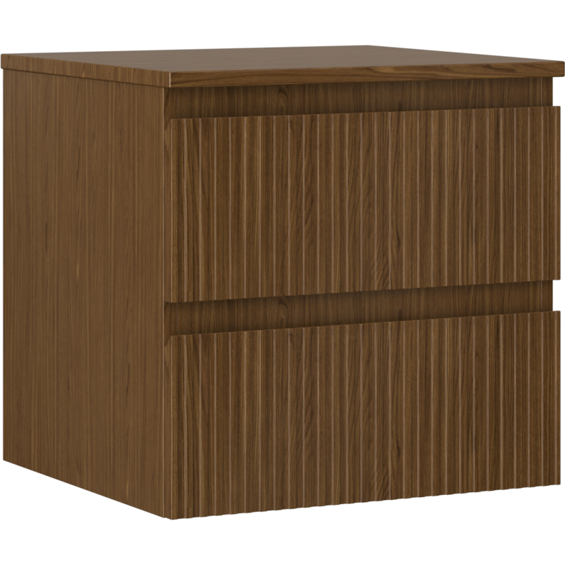 Mexen Rivel bathroom cabinet under-sink 50 cm with counter, 2 drawers, grooved, walnut - 91A20-05047-2-BFFC86