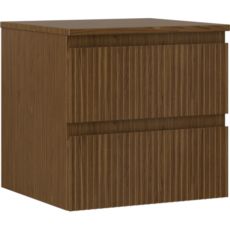 Mexen Rivel bathroom cabinet under sink 50 cm with countertop, 2 drawers, grooved, walnut - 91A20-05047-2-BFFC86
