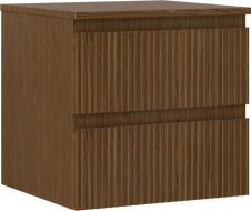 Mexen Rivel bathroom cabinet under sink 50 cm with countertop, 2 drawers, grooved, walnut - 91A20-05047-2-BFFC86