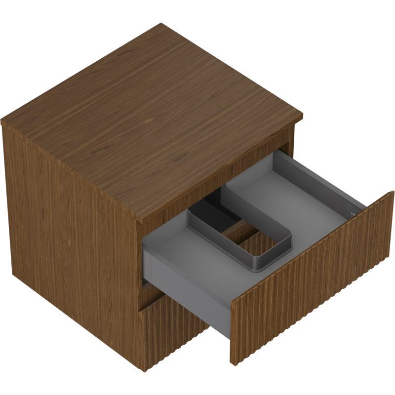 Mexen Rivel bathroom cabinet under-sink 50 cm with counter, 2 drawers, grooved, walnut - 91A20-05047-2-BFFC86