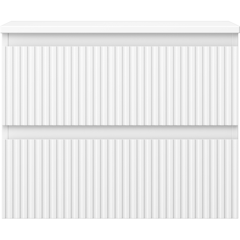 Mexen Rivel bathroom vanity 60 cm with countertop, 2 drawers, fluted, white matte - 91A20-06047-2-BFFC01